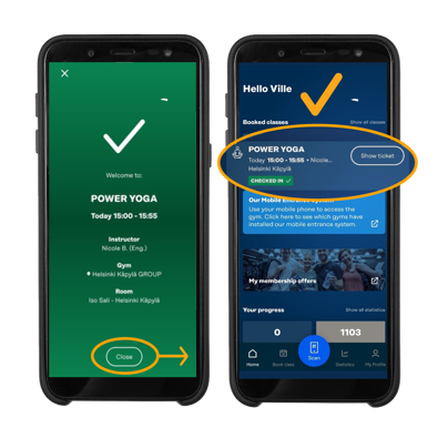 Tuntivarauksen näyttäminen